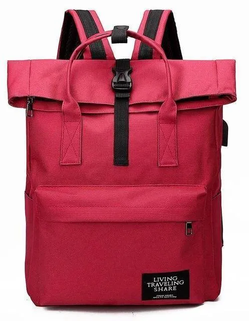 New fashion Canvas Ladies Backpack  with External USB Port