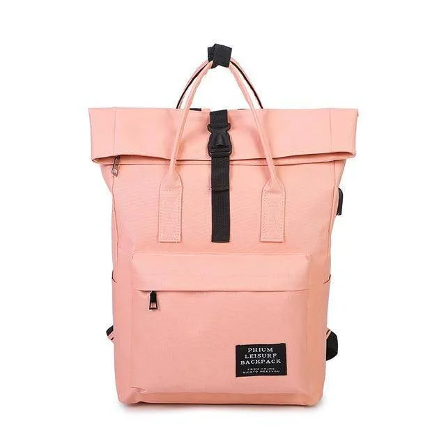 New fashion Canvas Ladies Backpack  with External USB Port