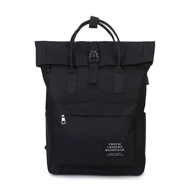 New fashion Canvas Ladies Backpack  with External USB Port
