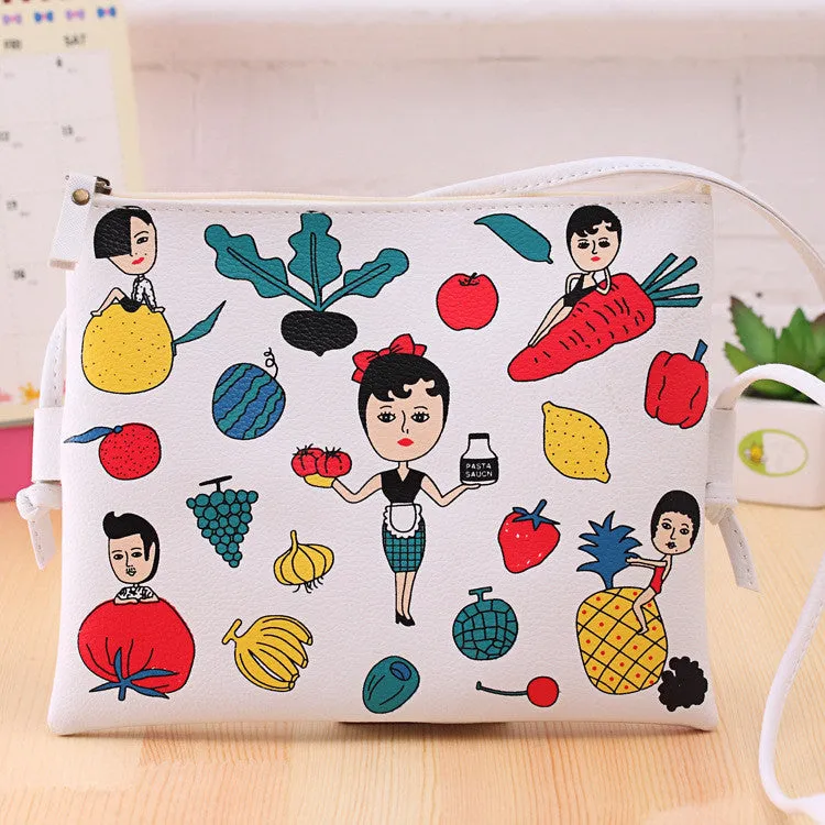 New Fashion Cartoon Printed Women Graffiti Handbag Mini Crossbody Shoulder Bag Ladies Casual Purses Clutches Girls Handbag G0739
