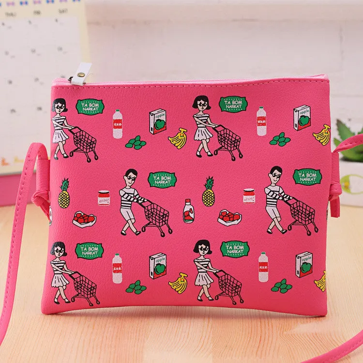 New Fashion Cartoon Printed Women Graffiti Handbag Mini Crossbody Shoulder Bag Ladies Casual Purses Clutches Girls Handbag G0739