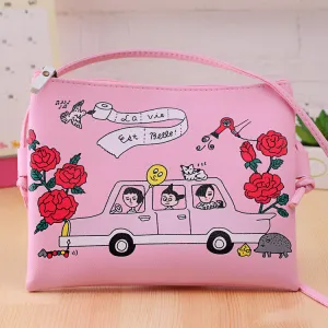 New Fashion Cartoon Printed Women Graffiti Handbag Mini Crossbody Shoulder Bag Ladies Casual Purses Clutches Girls Handbag G0739