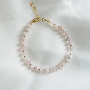 NEW! Rosalie Rose Quartz Gold Filled Beaded Bracelet by True By Kristy