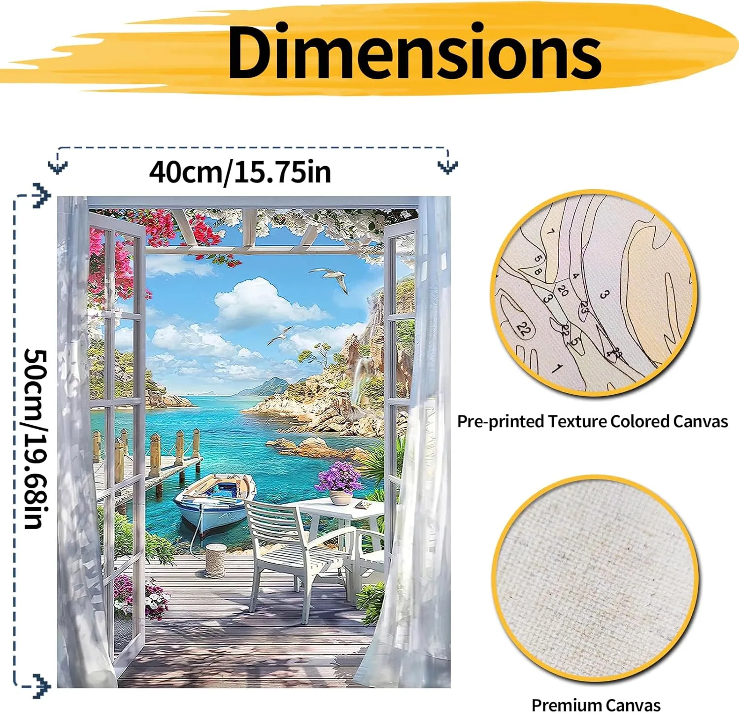 NEW YALKIN DIY Paint by Number for Adult Kit, Beginners for Home Wall Decor 16x20 Inch (Frameless) Beach