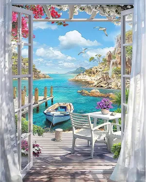 NEW YALKIN DIY Paint by Number for Adult Kit, Beginners for Home Wall Decor 16x20 Inch (Frameless) Beach