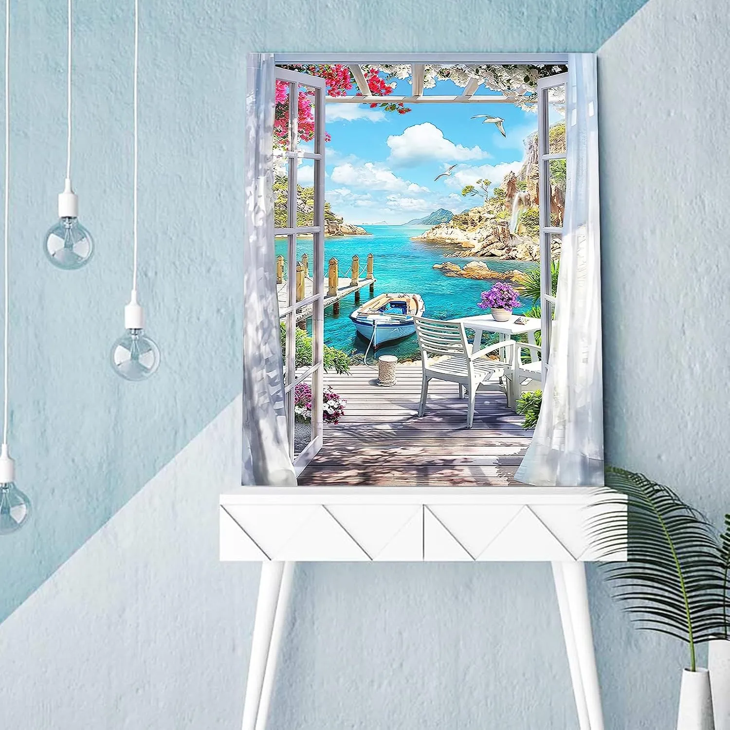 NEW YALKIN DIY Paint by Number for Adult Kit, Beginners for Home Wall Decor 16x20 Inch (Frameless) Beach