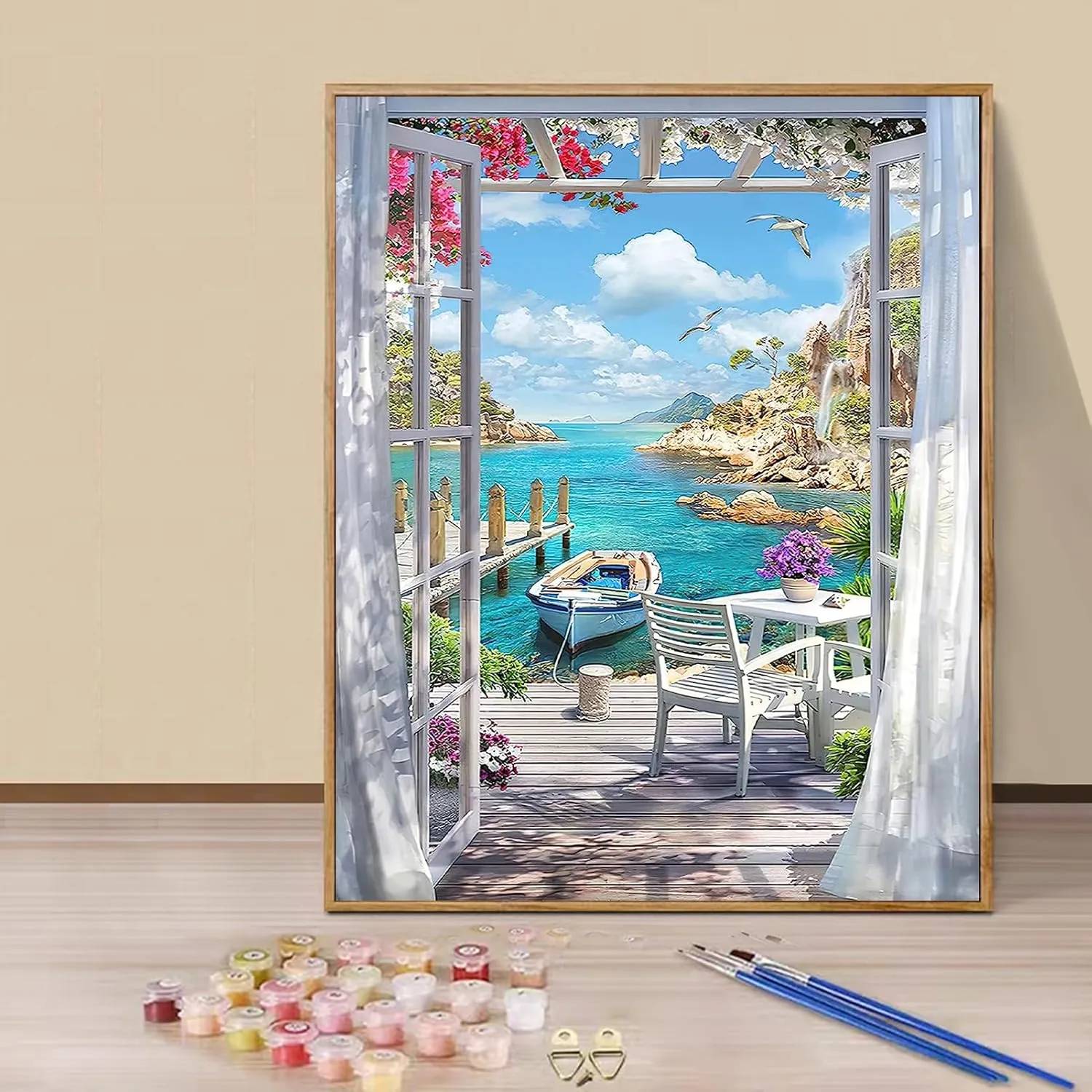 NEW YALKIN DIY Paint by Number for Adult Kit, Beginners for Home Wall Decor 16x20 Inch (Frameless) Beach
