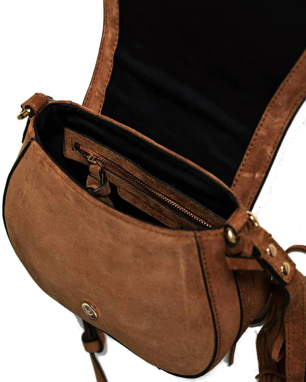Nikki Williams 'Harriet' Saddle Bag - Tan Suede