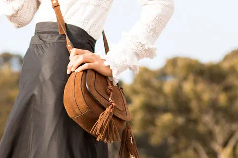 Nikki Williams 'Harriet' Saddle Bag - Tan Suede