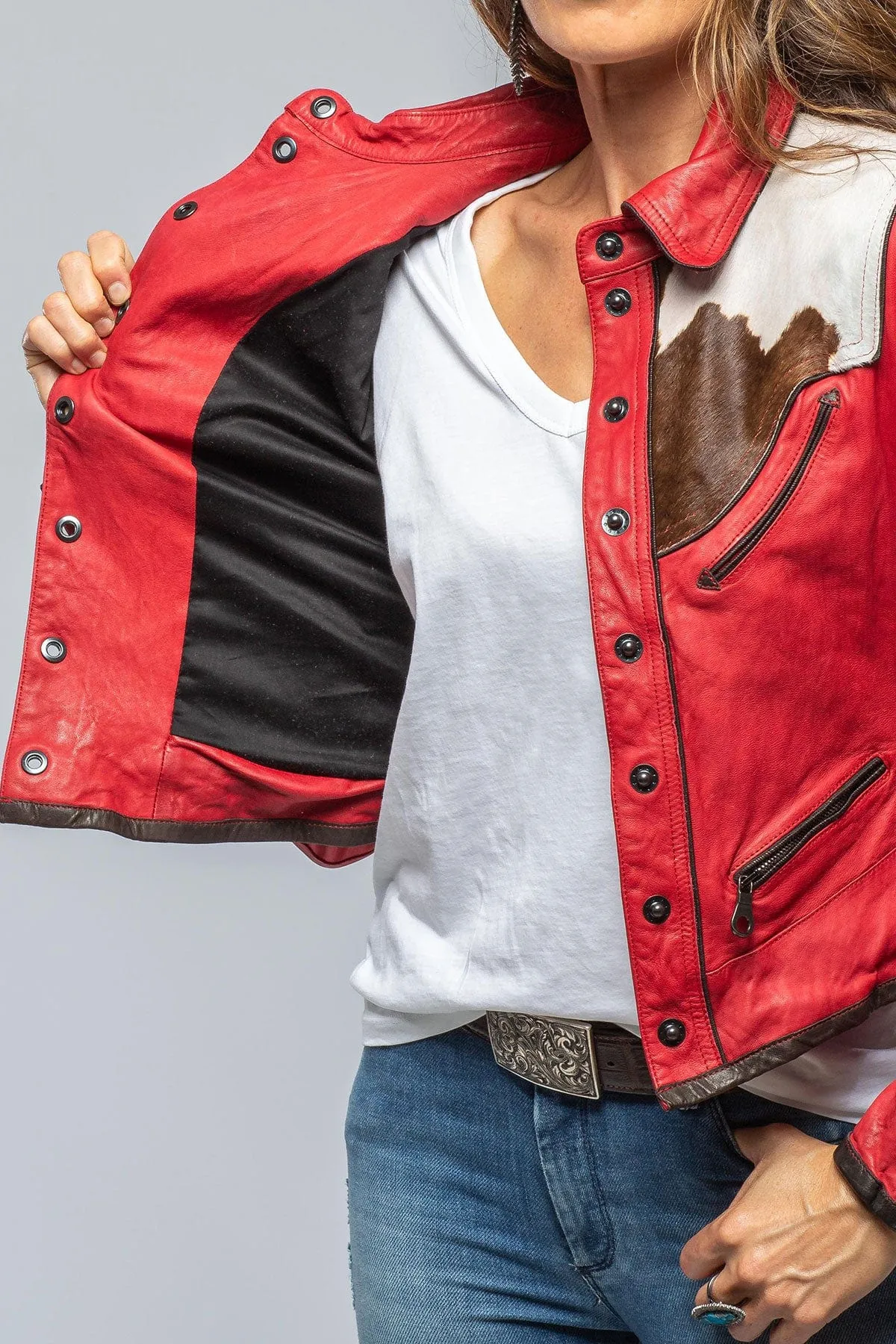 Noya Hair-On-Hide Jkt In Red