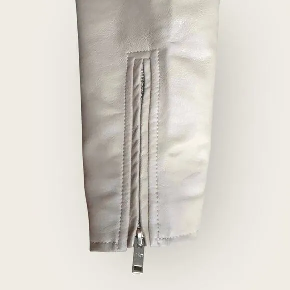 NWT - Abercrombie Vegan Leather Moto Jacket Cream Women’s S