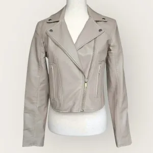NWT - Abercrombie Vegan Leather Moto Jacket Cream Women’s S