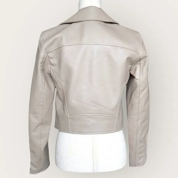 NWT - Abercrombie Vegan Leather Moto Jacket Cream Women’s S