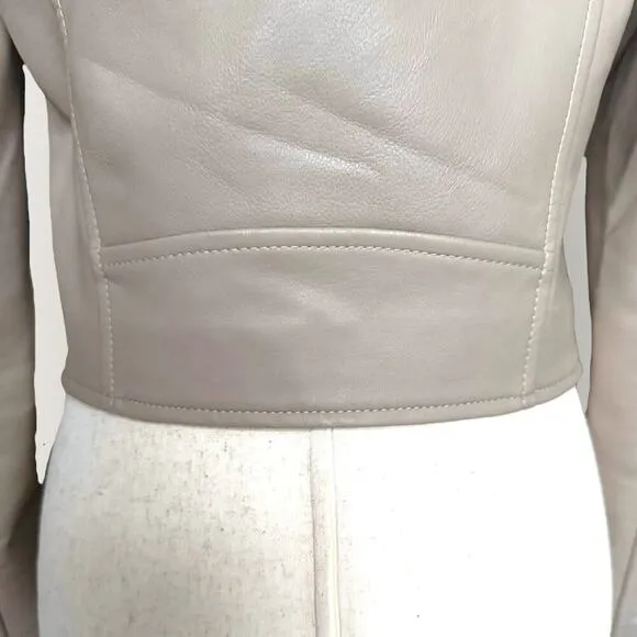 NWT - Abercrombie Vegan Leather Moto Jacket Cream Women’s S