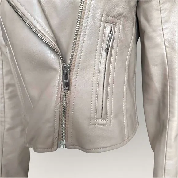 NWT - Abercrombie Vegan Leather Moto Jacket Cream Women’s S