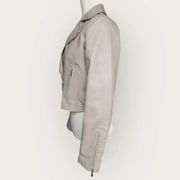 NWT - Abercrombie Vegan Leather Moto Jacket Cream Women’s S