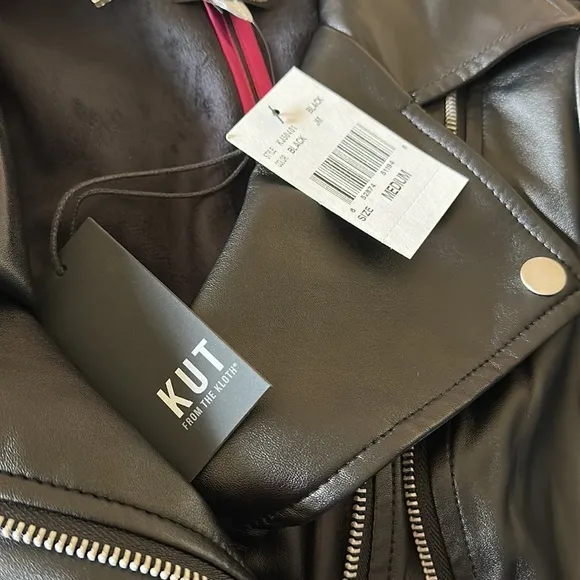 NWT Kut From The Kloth- Maeve Faux Leather Moto Jacket Black