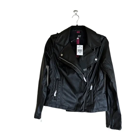 NWT Kut From The Kloth- Maeve Faux Leather Moto Jacket Black