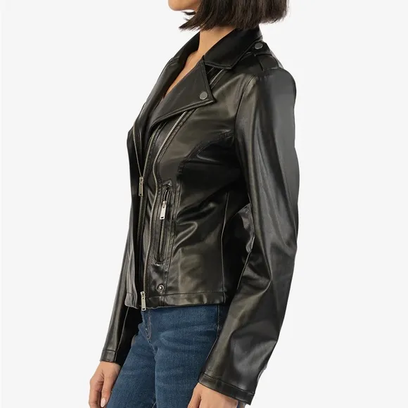 NWT Kut From The Kloth- Maeve Faux Leather Moto Jacket Black