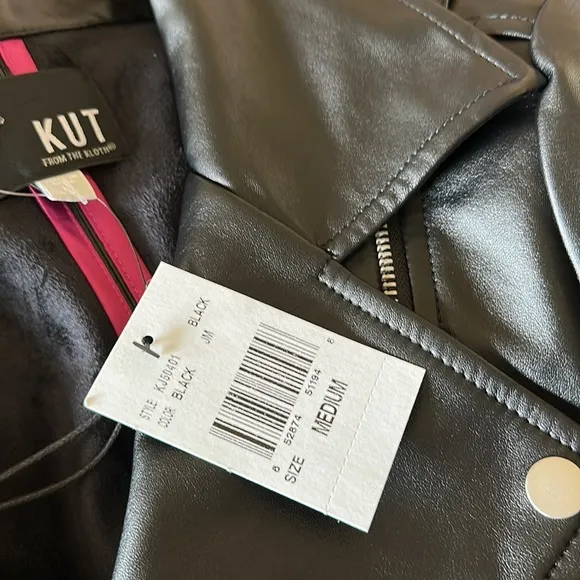 NWT Kut From The Kloth- Maeve Faux Leather Moto Jacket Black