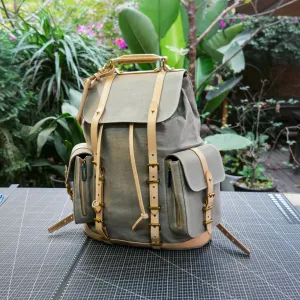 Oil wax canvas backpack, commuting backpack, casual fashion backpack