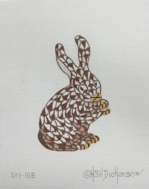 OM-158 - Mini Herend-style Standing Bunny – brown w/ gold