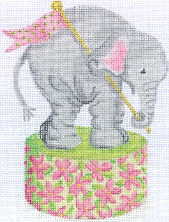 OM-96 Lilly-inspired Circus Series Mini – Baby Elephant on Floral Drum (January)