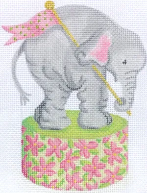 OM-96 Lilly-inspired Circus Series Mini – Baby Elephant on Floral Drum (January)
