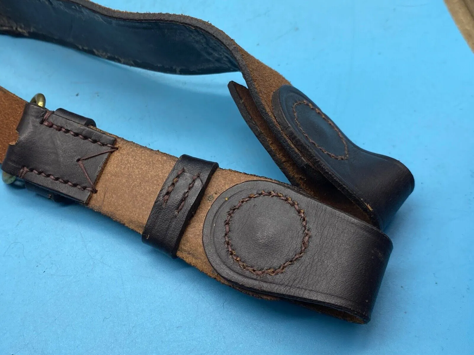 Original British Army Officer's Sam Browne Leather Shoulder Belt Marked 37" Long