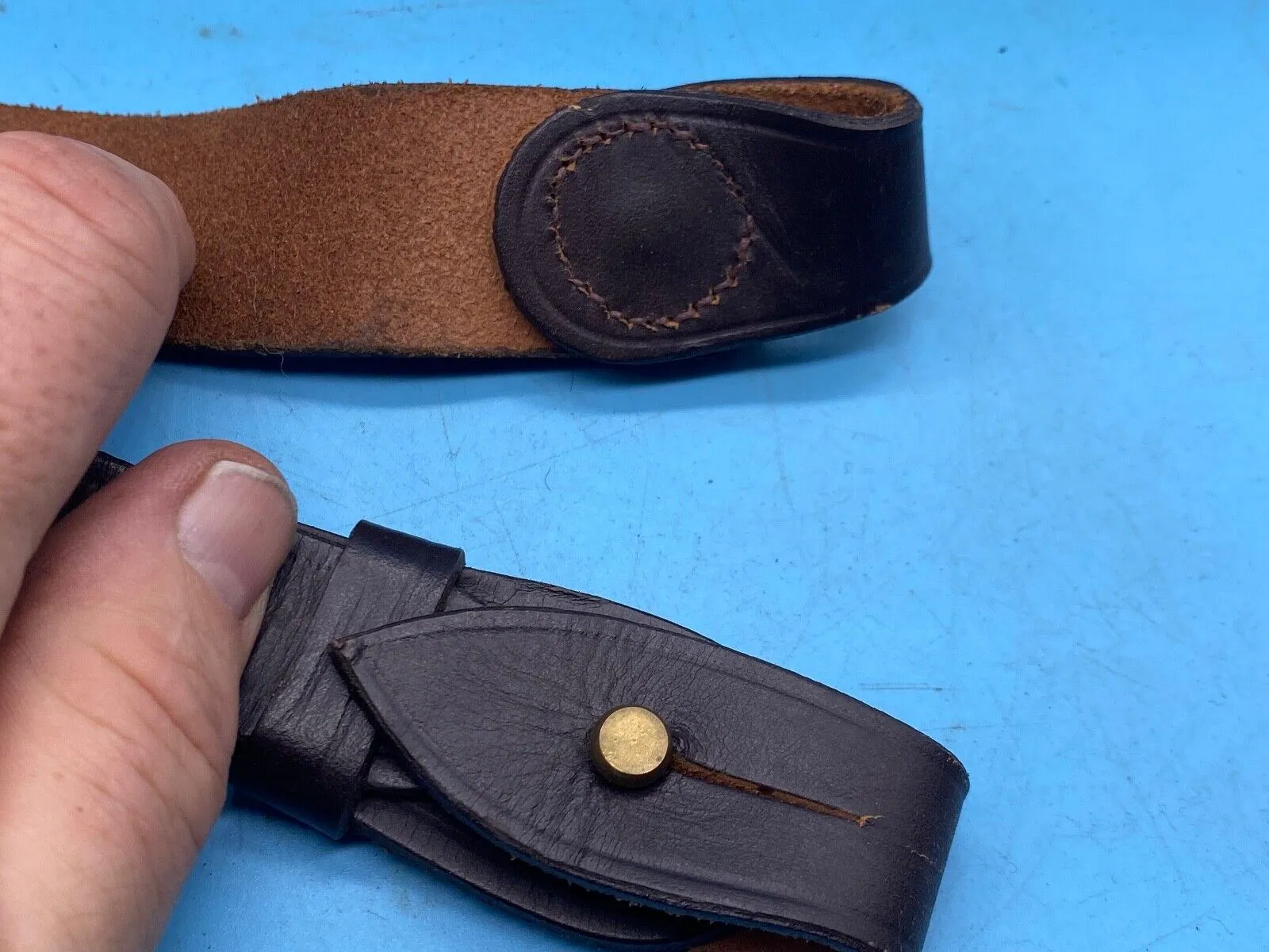 Original British Army Officer's Sam Browne Leather Shoulder Belt Marked 37" Long