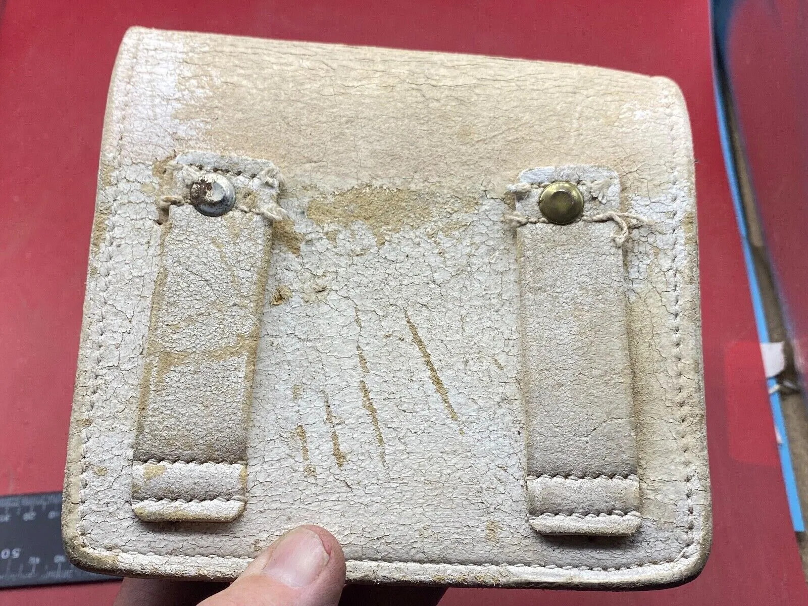 Original French Label Rifle Parade White Buff Leather Pouch