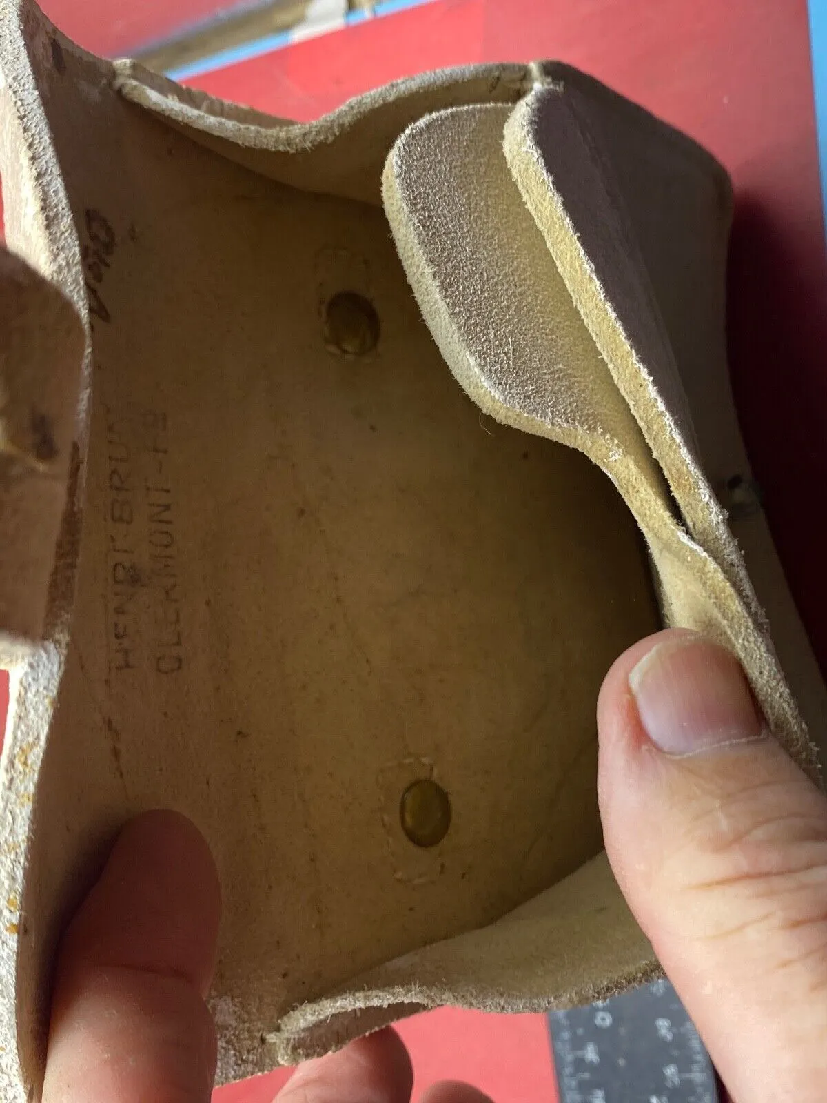 Original French Label Rifle Parade White Buff Leather Pouch