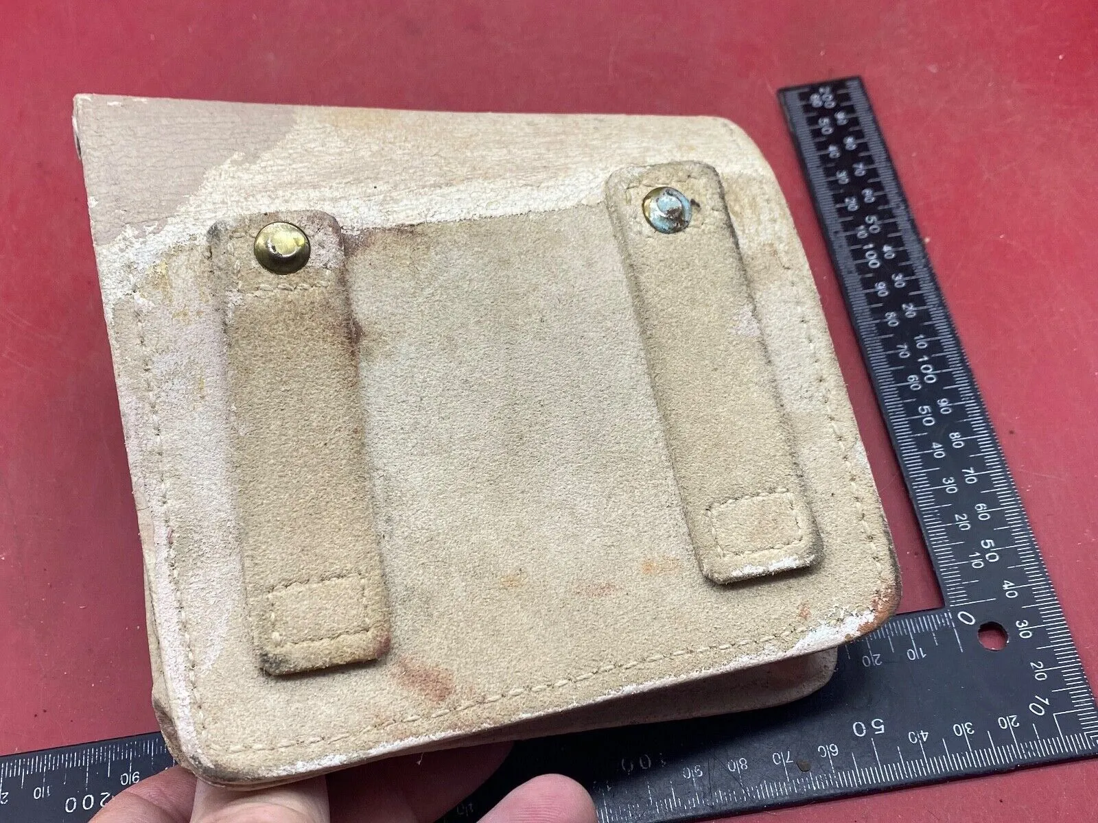 Original French Label Rifle Parade White Buff Leather Pouch