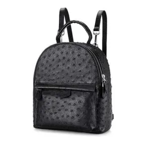 Ostrich Leather Black Convertible Backpack