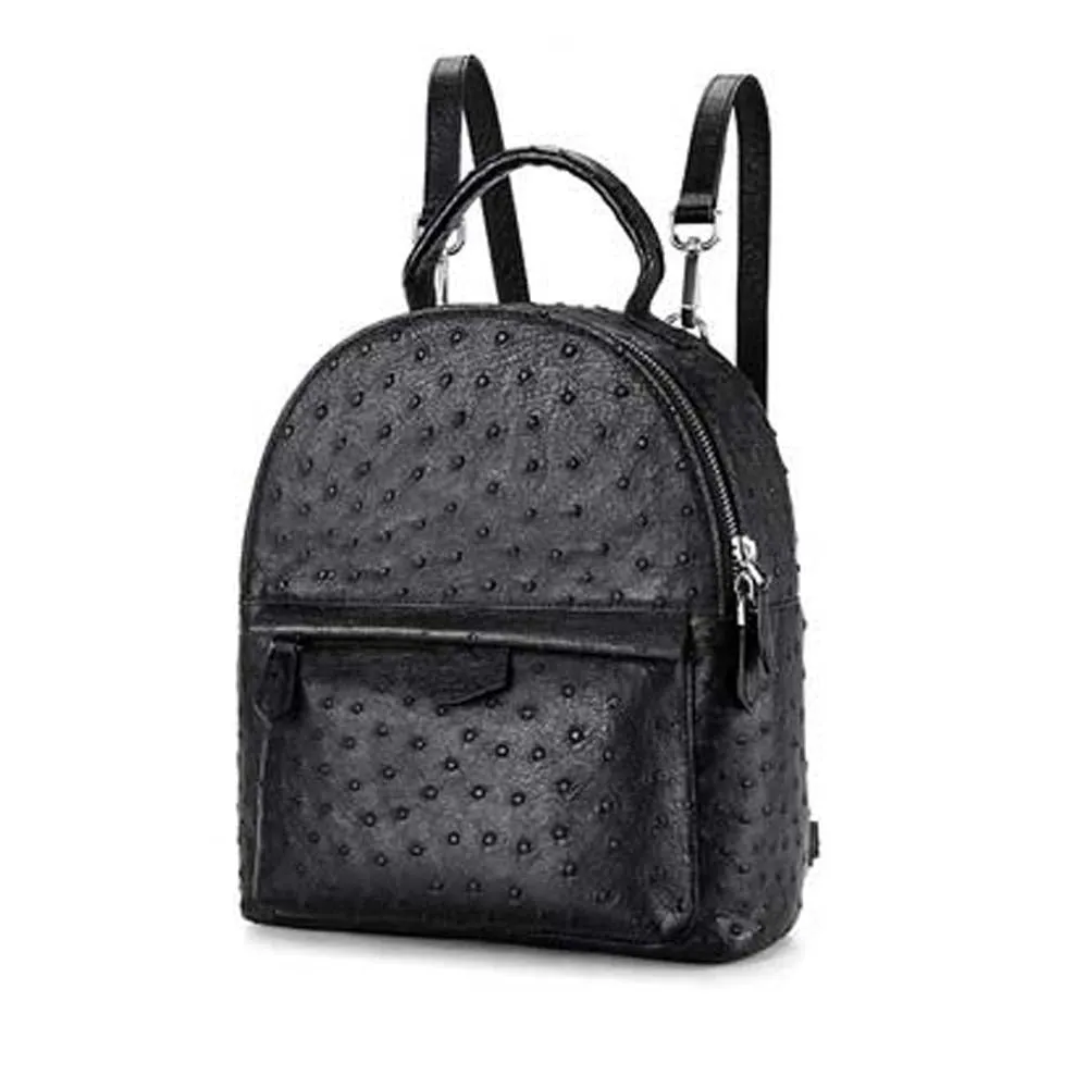 Ostrich Leather Black Convertible Backpack