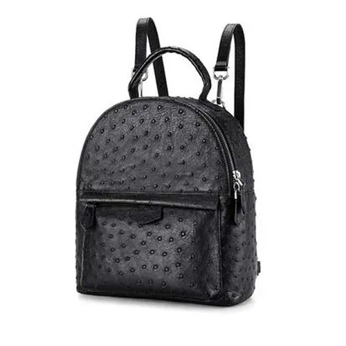 Ostrich Leather Black Convertible Backpack