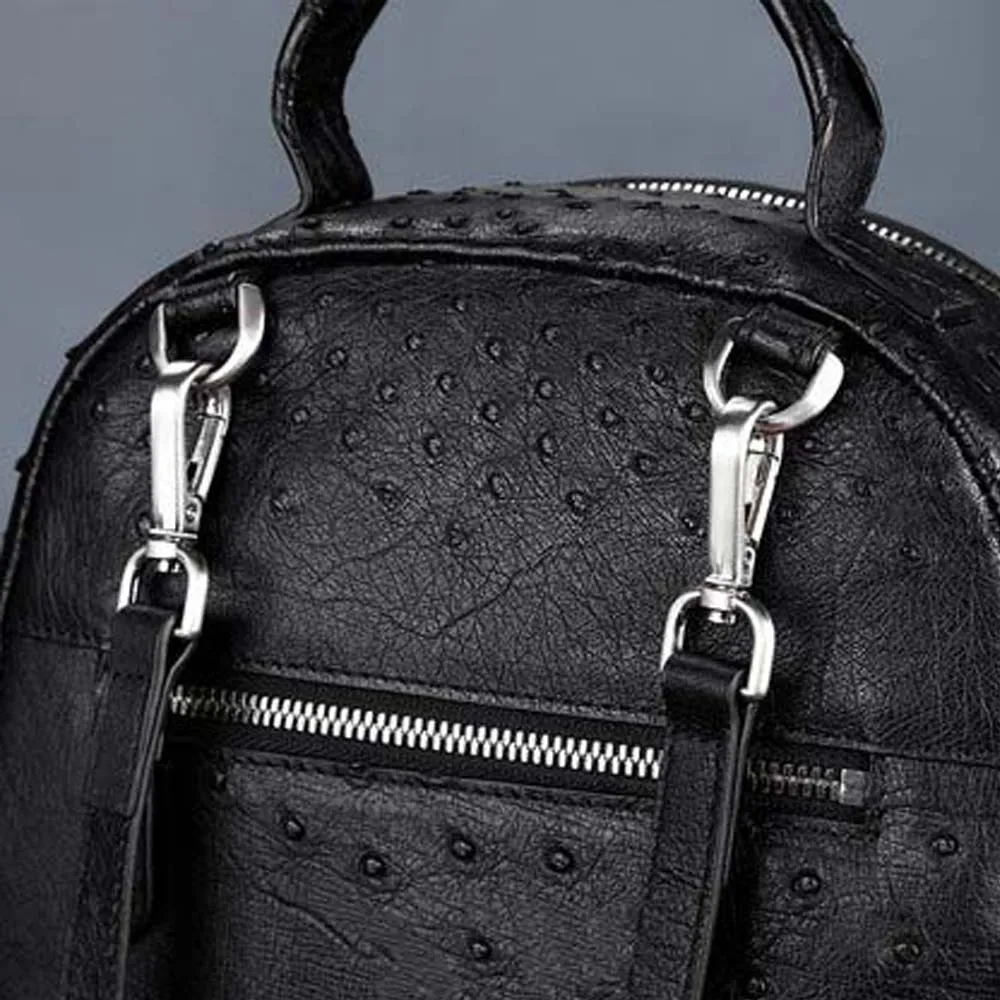Ostrich Leather Black Convertible Backpack