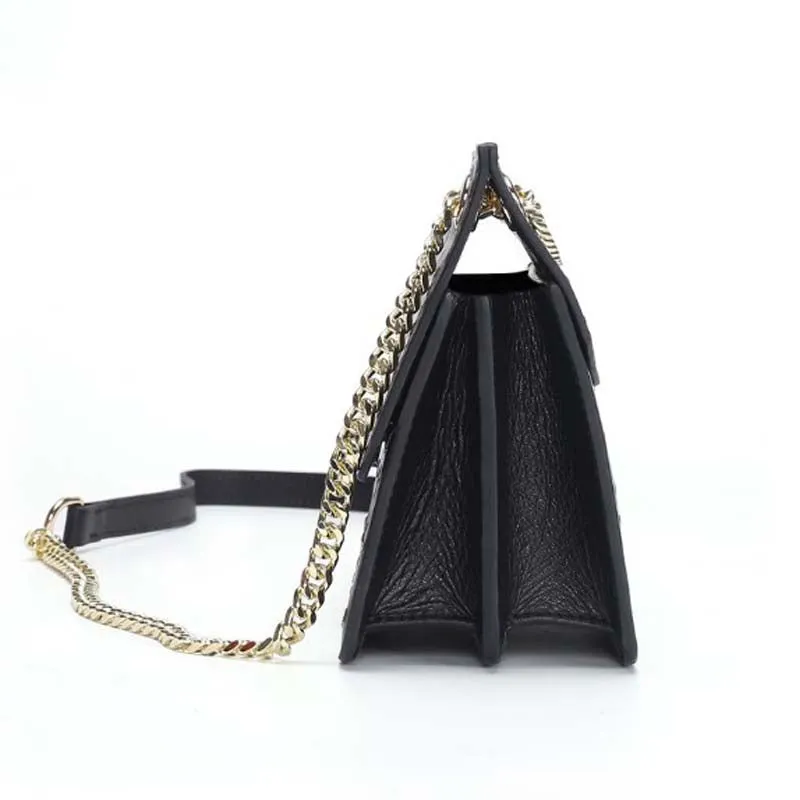 Ostrich Leather Crossbody Chain Bag