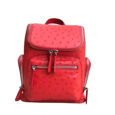 Ostrich Leather Zip Backpack