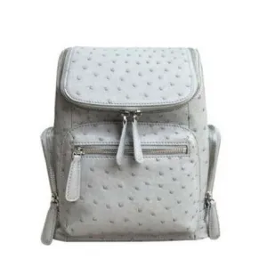 Ostrich Leather Zip Backpack