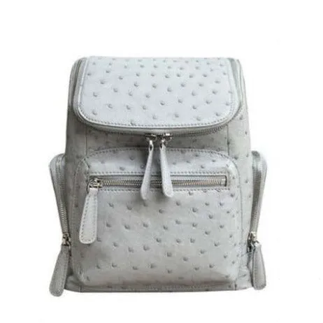 Ostrich Leather Zip Backpack