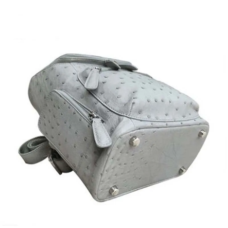 Ostrich Leather Zip Backpack