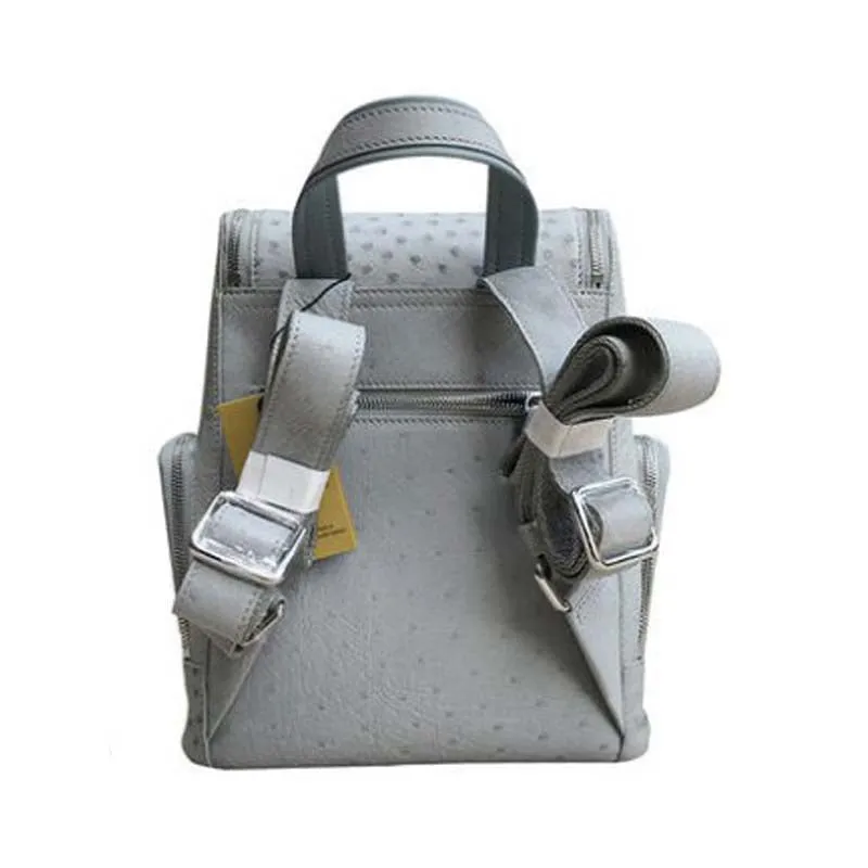 Ostrich Leather Zip Backpack