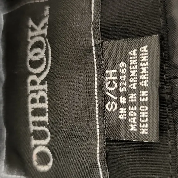 Outbrook  black and tan  hooded rain technical windbreaker jacket size small.
