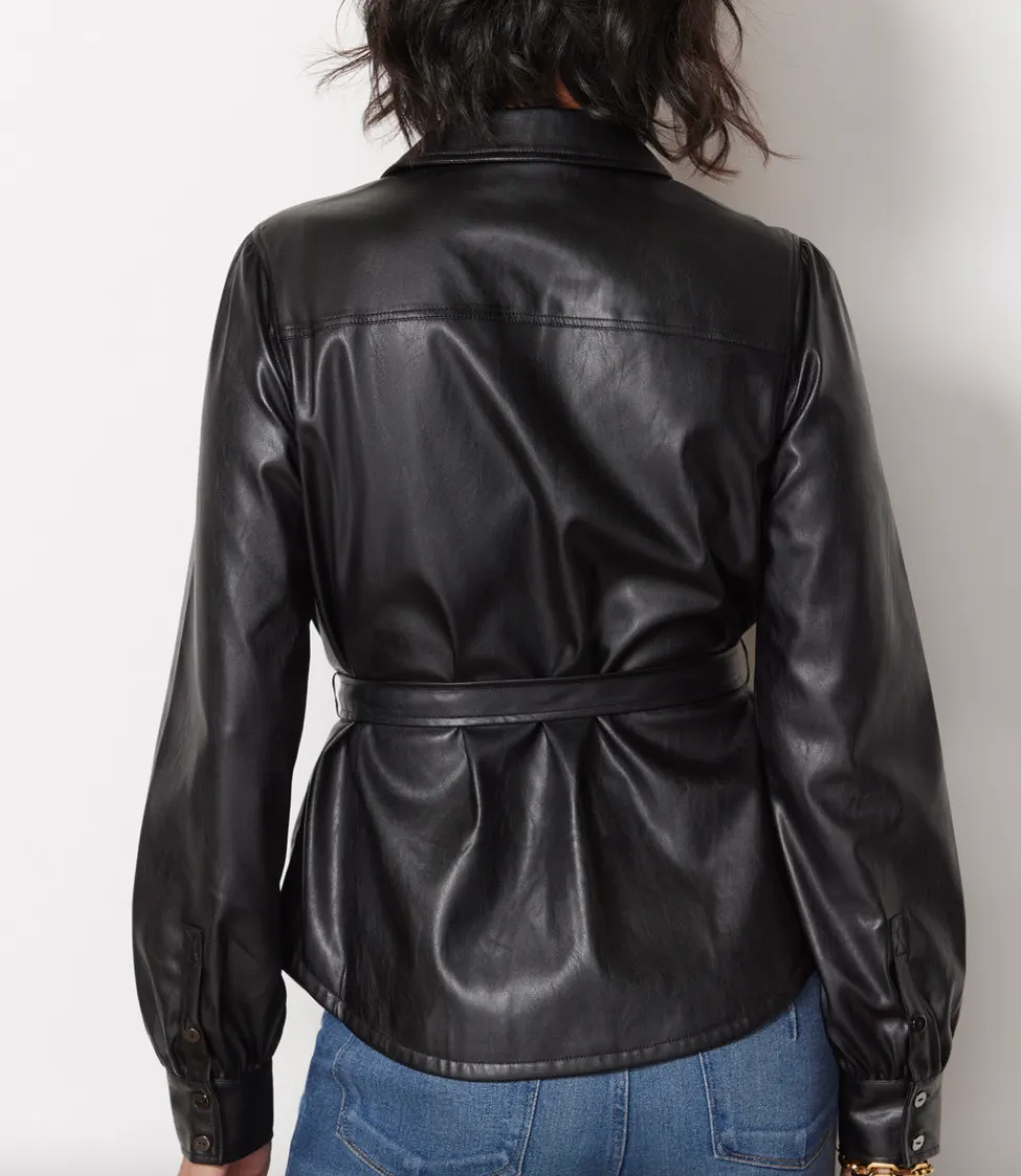 Paige - Belize Vegan Leather Shacket - Black