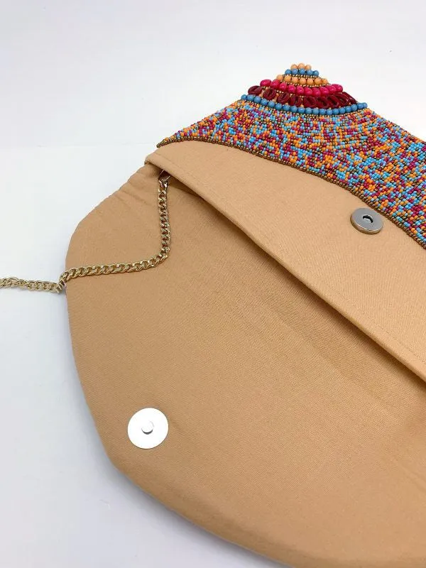 Peach Beaded Clutch