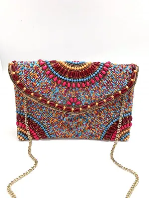 Peach Beaded Clutch