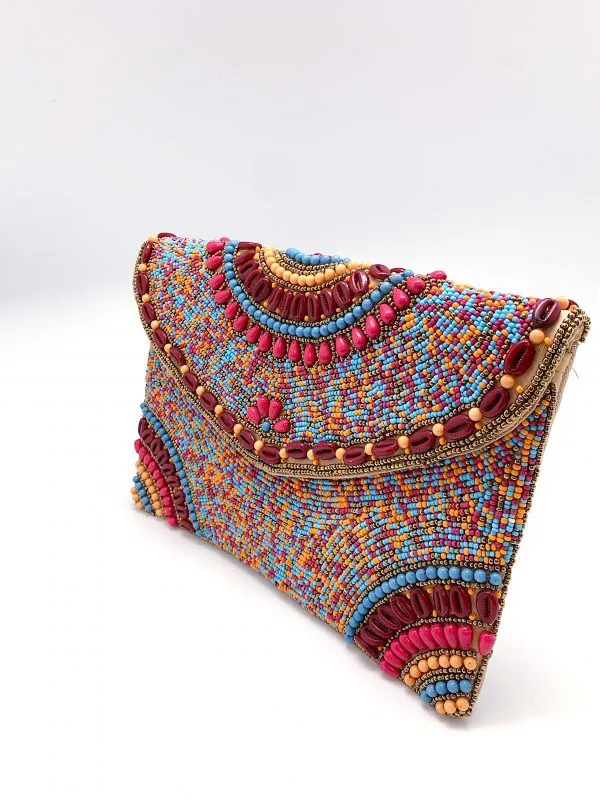 Peach Beaded Clutch