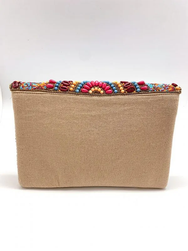 Peach Beaded Clutch