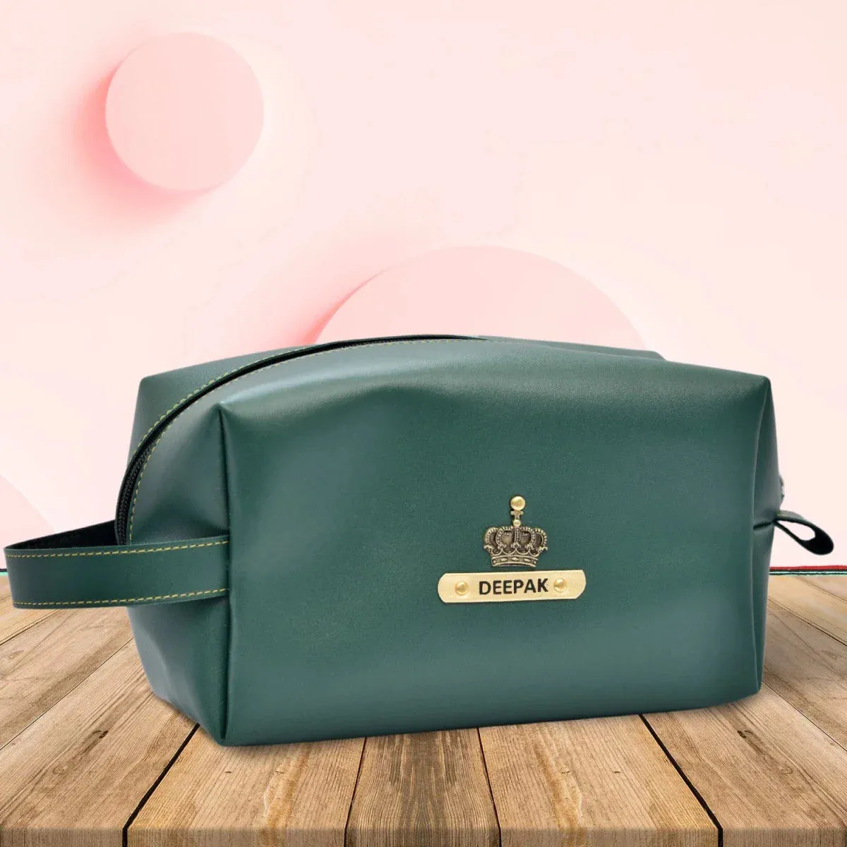 Personalized Mutlipurpose Travel /  Make-up Pouch - Olive Green